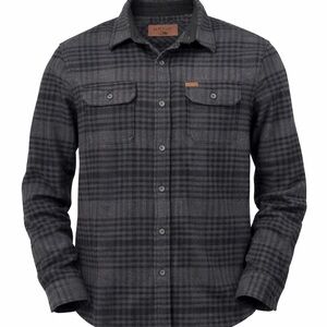 Orvis Mens Heavyweight Flannel Shacket Button Shirt Gray Plaid Long Sleeve Large